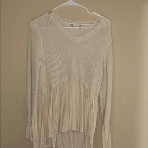 Altar'd State Cream Knit and Chiffon Blouse